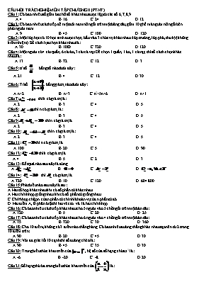Câu hỏi trắc nghiệm ôn tập chương II Đại số 11